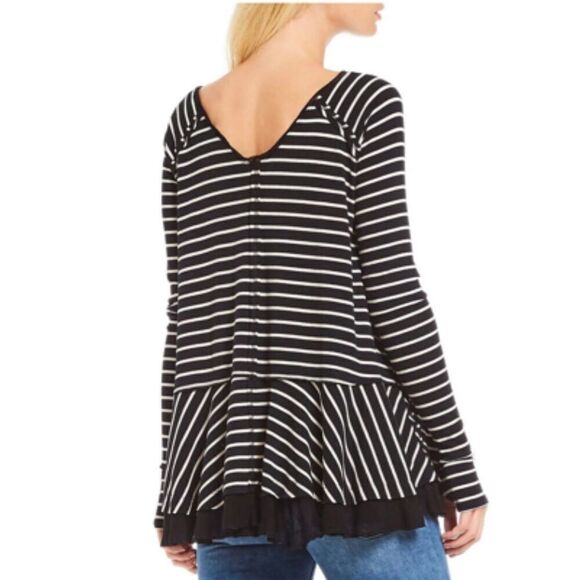 ✨Free People Tangerine Stripe Black Sz Small Top✨ - Picture 5 of 11